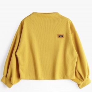 ( Zaful) badge patched lantern sleeve sweatshirt